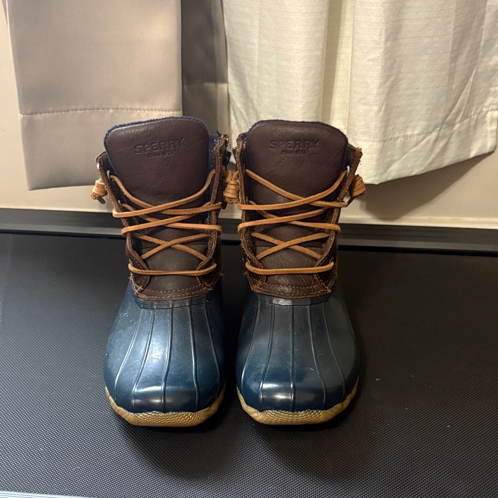 Sperry Navy and Chocolate Duck Boots